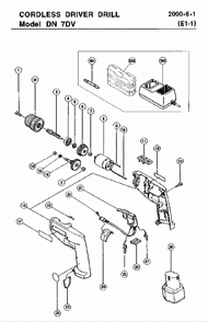Page 1 Diagram and Parts List for DN7DV  Hitachi Hammer Drill