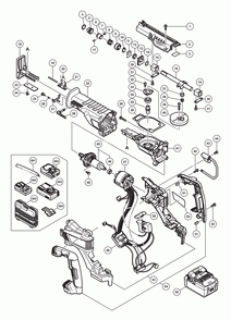 Page 1 Diagram and Parts List for CR18DBLP4  Hitachi Saw
