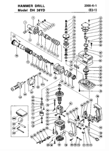 Page 1 Diagram and Parts List for DH38YD  Hitachi Hammer Drill