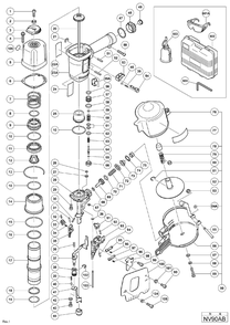 Page 1 Diagram and Parts List for NV90AB  Hitachi Nailer