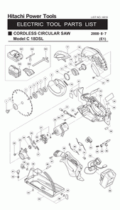 Page 1 Diagram and Parts List for C18DSLP4  Hitachi Saw