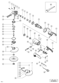 Page 1 Diagram and Parts List for G18SRU  Hitachi Grinder