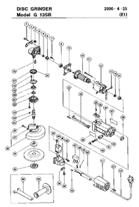 Page 1 Diagram and Parts List for G13SR  Hitachi Grinder