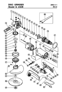 Page 1 Diagram and Parts List for G23UB  Hitachi Grinder