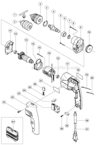 Page A Diagram and Parts List for D10VG  Hitachi Electric Drill
