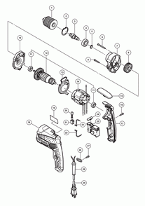 Page 1 Diagram and Parts List for D10VH2  Hitachi Drill Press