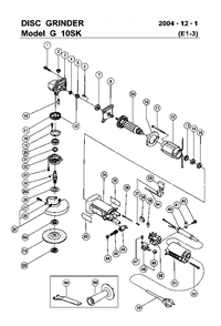 Page 1 Diagram and Parts List for G10SK  Hitachi Grinder