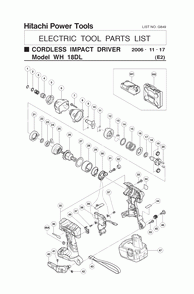 Page 1 Diagram and Parts List for WH18DL(E2)  Hitachi Wrench