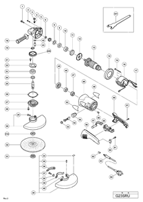 Page 1 Diagram and Parts List for G23SRU  Hitachi Grinder