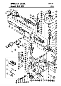 Page 1 Diagram and Parts List for DH28Y  Hitachi Hammer Drill