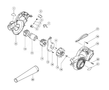 Page 1 Diagram and Parts List for RB18DLP4  Hitachi Leaf Blower / Vacuum