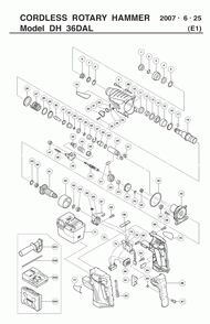 Page 1 Diagram and Parts List for DH36DAL  Hitachi Hammer Drill