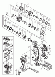 Page 1 Diagram and Parts List for DS18DBL2P4  Hitachi Drill Press
