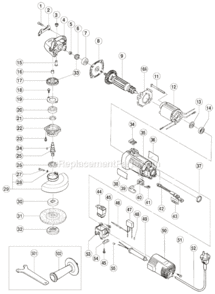 Page A Diagram and Parts List for G12S2  Hitachi Angle Grinder