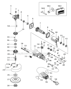 Page A Diagram and Parts List for G13SN  Hitachi Angle Grinder