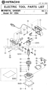 Page A Diagram and Parts List for S12SA  Hitachi Orbital or Palm Sander