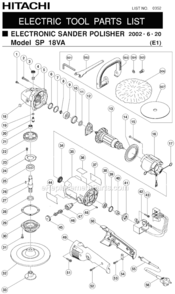 Page A Diagram and Parts List for SP18VA  Hitachi Sander Polisher