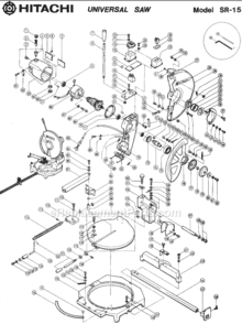 Page A Diagram and Parts List for SR15  Hitachi Miter Saw