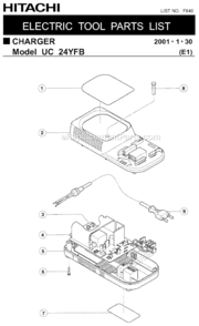 Page A Diagram and Parts List for UC24YFB  Hitachi Charger
