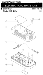 Page A Diagram and Parts List for UC24YJ  Hitachi Charger