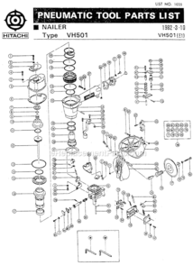 Page A Diagram and Parts List for VH501  Hitachi Nailer