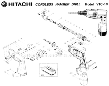 Page A Diagram and Parts List for VTC-10  Hitachi Hammer Drill