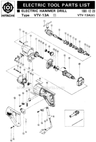 Page A Diagram and Parts List for VTV-13A  Hitachi Hammer Drill
