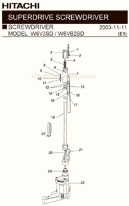 Page A Diagram and Parts List for W6V3SD  Hitachi Electric Drill