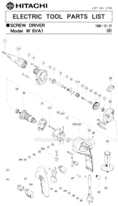 Page A Diagram and Parts List for W6VA1  Hitachi Electric Drill