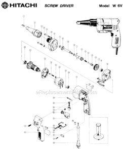 Page A Diagram and Parts List for W6V  Hitachi Electric Drill