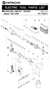 Page A Diagram and Parts List for WH12DB  Hitachi Impact Driver
