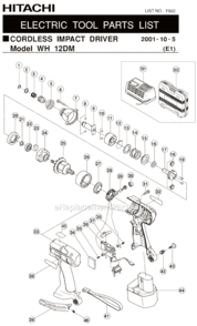 Page A Diagram and Parts List for WH12DM  Hitachi Impact Driver