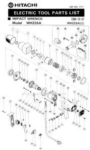 Page A Diagram and Parts List for WH22SA  Hitachi Impact Driver