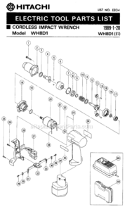 Page A Diagram and Parts List for WH8D1  Hitachi Impact Driver