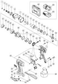 Part Location Diagram of 310451 Hitachi 9.6V Ni-Cd 2.0 Ah Power Tool Battery
