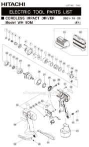 Page A Diagram and Parts List for WH9DM  Hitachi Impact Driver