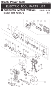 Page A Diagram and Parts List for WR12DAF2  Hitachi Impact Driver