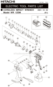 Page A Diagram and Parts List for WR12DM  Hitachi Impact Driver