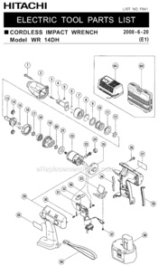 Page A Diagram and Parts List for WR14DH  Hitachi Impact Driver