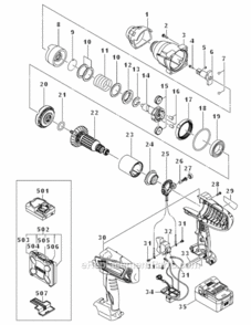 Page A Diagram and Parts List for WR18DSHL  Hitachi Impact Driver