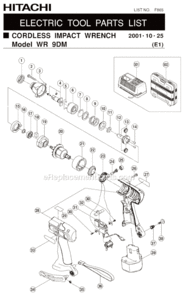 Page A Diagram and Parts List for WR9DM  Hitachi Impact Driver