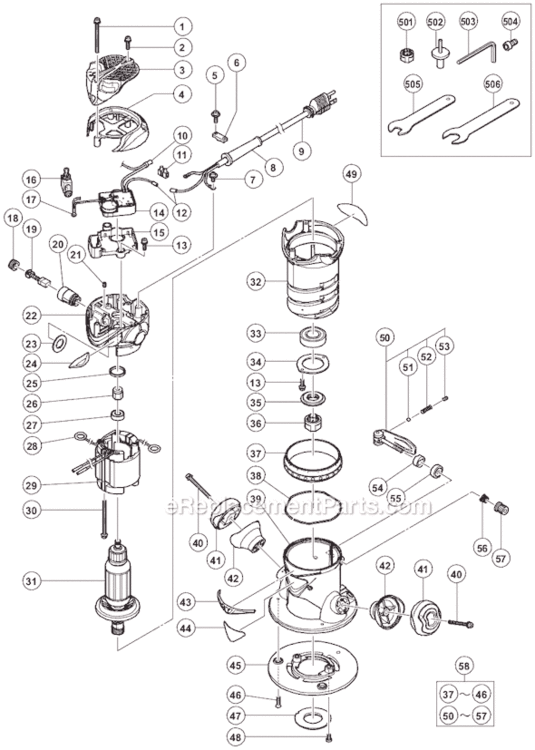 Page A Diagram and Parts List for M12VC  Hitachi Router