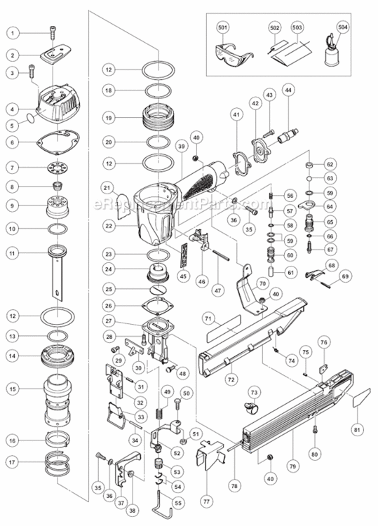 Page A Diagram and Parts List for N5024A2  Hitachi Nailer
