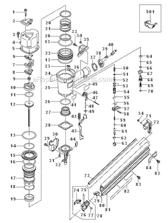 Page A Diagram and Parts List for NR83AA4  Hitachi Nailer