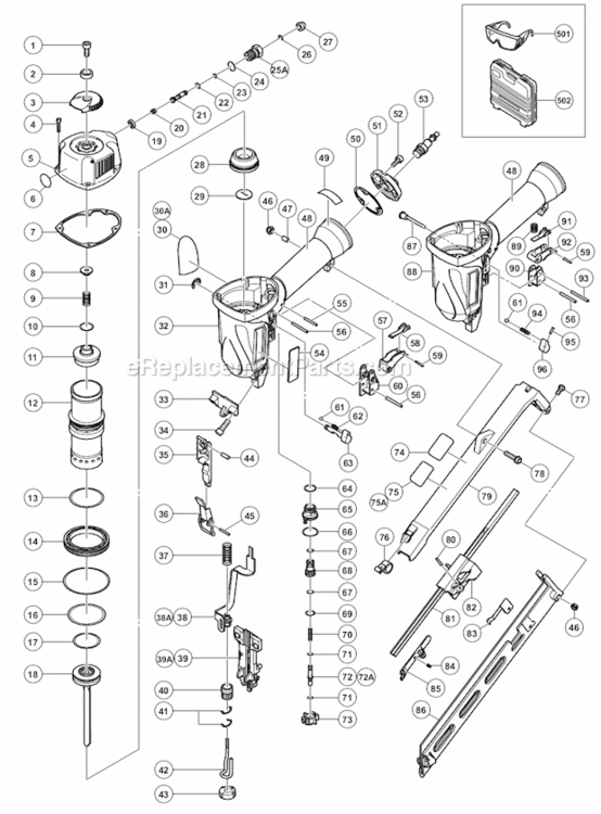 Page A Diagram and Parts List for NT65MA4 S Hitachi Nailer