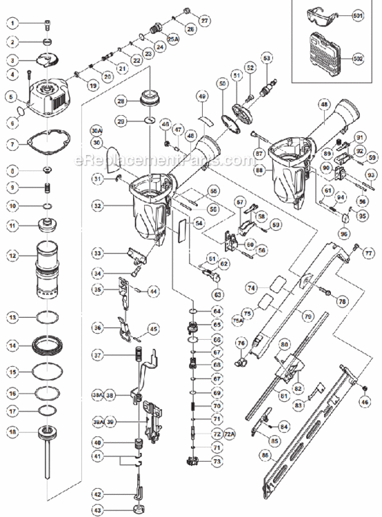 Page A Diagram and Parts List for NT65MA4  Hitachi Nailer