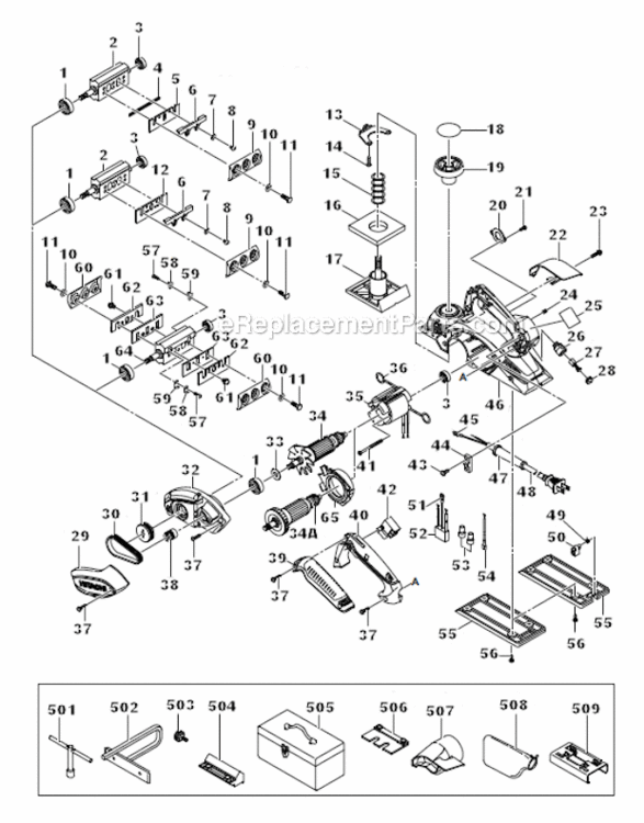Page A Diagram and Parts List for P20ST  Hitachi Planer Jointer