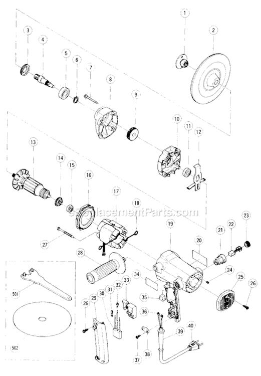 Page A Diagram and Parts List for S18SA  Hitachi Sander Polisher