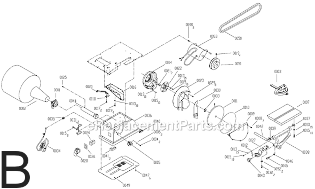 Page B Diagram and Parts List for SB10Y  Hitachi Belt or Drum Sander