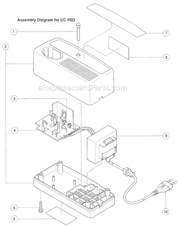 Page A Diagram and Parts List for UC9SD  Hitachi Charger